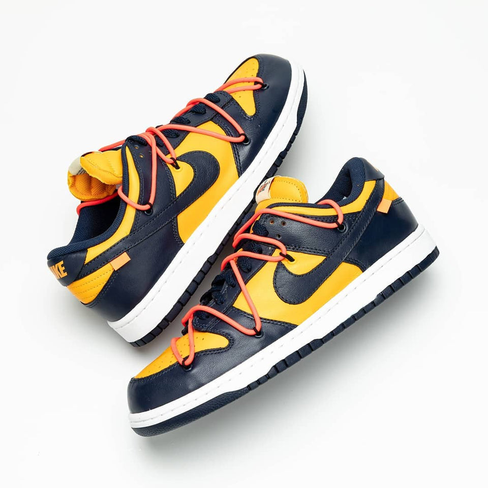 OFF-WHITE x Authentic Nike Dunk Low “University Gold”